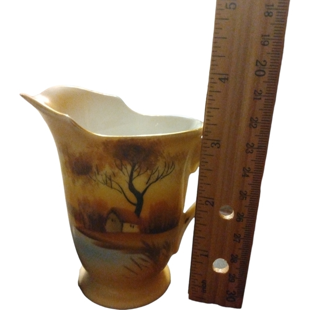 Vintage Noritake Hand Painted "Tree in the Meadow" Mini Porcelain Pitcher 3.5" - Picture 10 of 12